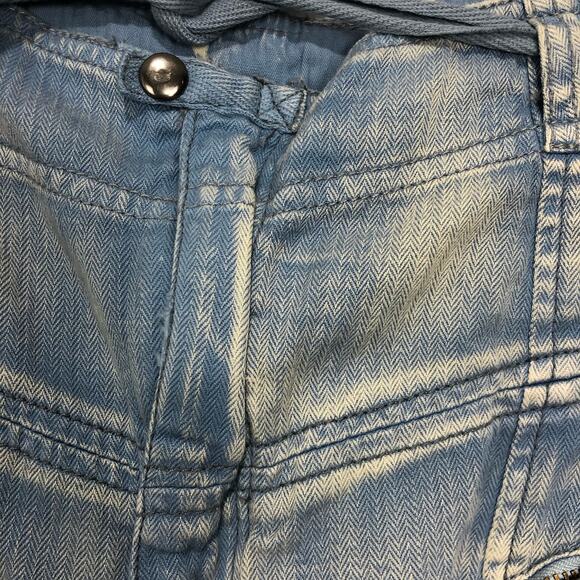 Free People The Cargo Utility Pant Jean Pockets Tie Oversize Fade Blue L - Picture 4 of 9